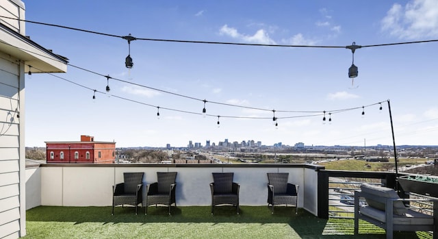 balcony with a view of city