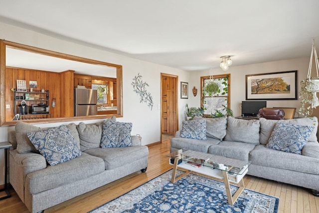 living room featuring light wood-style floors