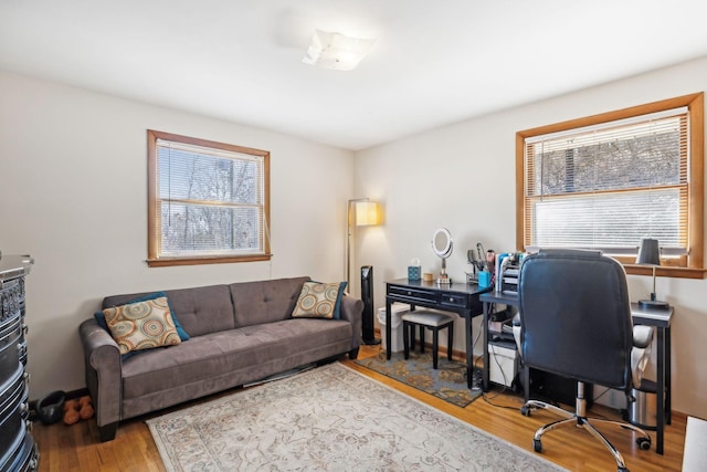 home office featuring wood finished floors