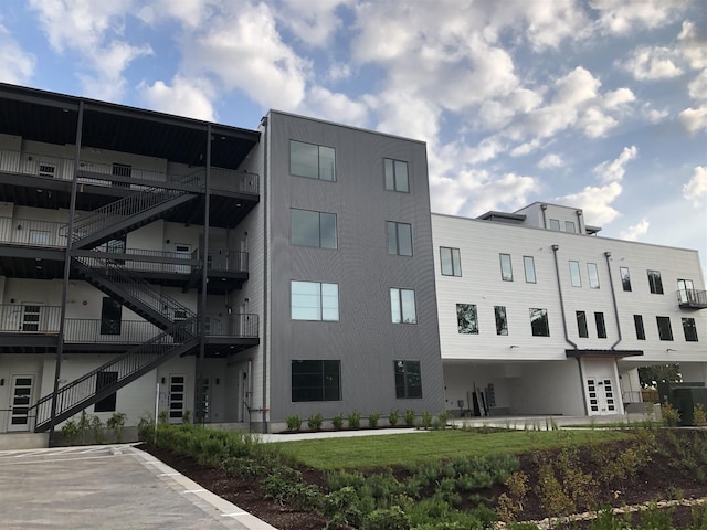 view of building exterior with stairs