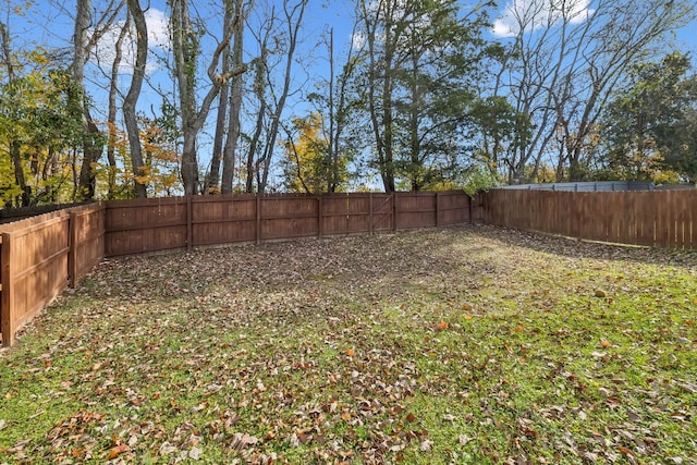 view of yard with a fenced backyard