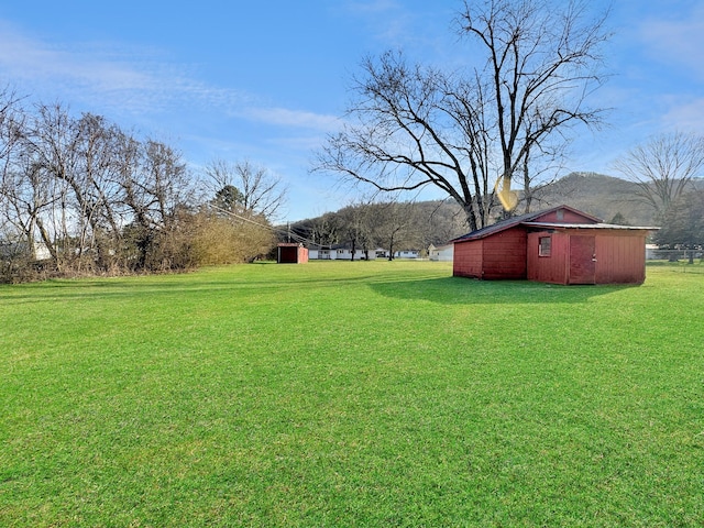 view of yard featuring an outdoor structure