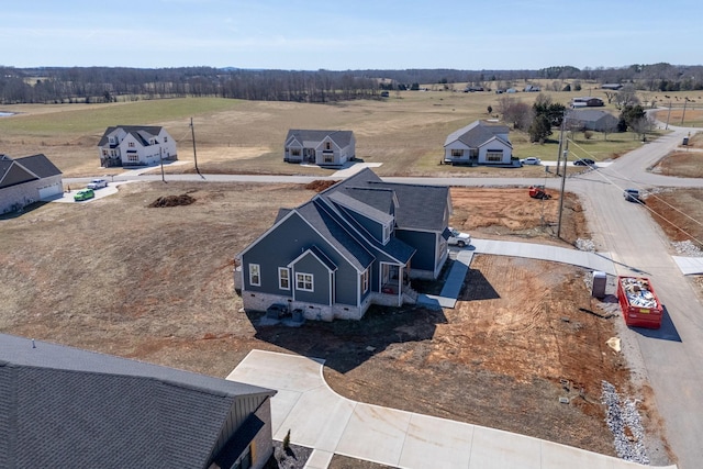 aerial view featuring a rural view