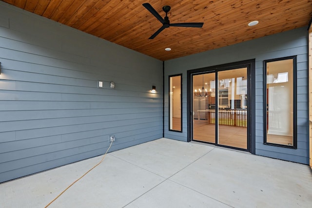 view of patio with a ceiling fan