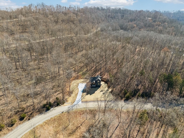 drone / aerial view with a forest view