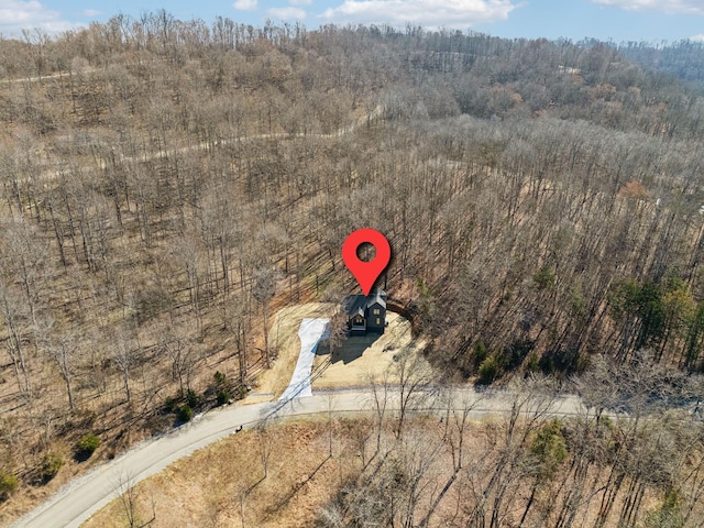 aerial view with a wooded view