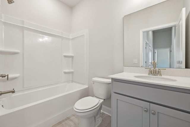 full bath with vanity, toilet, and shower / bathtub combination