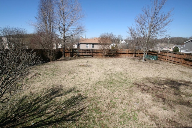 view of yard featuring a fenced backyard