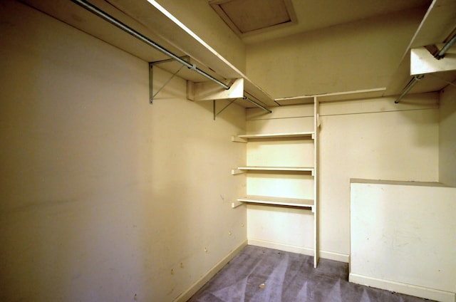 walk in closet featuring attic access