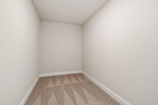 unfurnished room with baseboards and light colored carpet