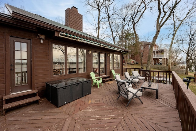 wooden terrace with entry steps