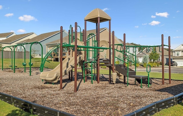 community jungle gym featuring a residential view