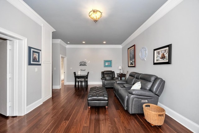 18543 Tillman Mill Rd, Athens, AL 35614 - living area featuring recessed lighting, baseboards, wood finished floors, and ornamental molding