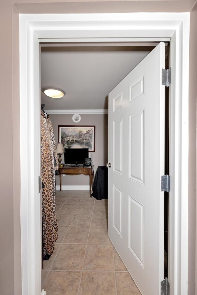18707 Tillman Mill Rd, Athens, AL 35614 - hall featuring ornamental molding and light tile patterned flooring