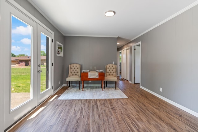 100 Eleazer Dr, Dickson, TN 37055 - sitting room with baseboards, ornamental molding, wood finished floors, and a healthy amount of sunlight