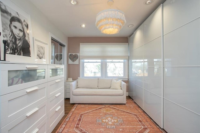 living area with recessed lighting