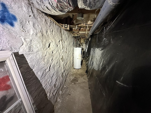 unfinished below grade area with water heater