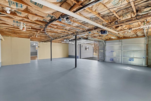 interior space with a garage door opener