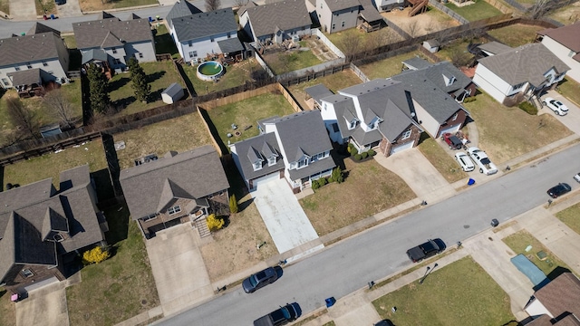 bird's eye view with a residential view