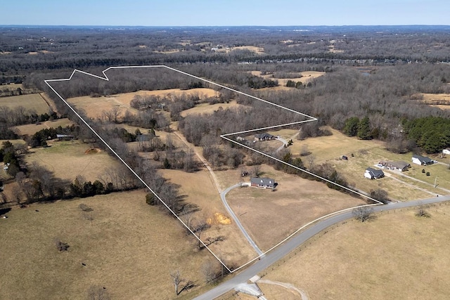 bird's eye view featuring a rural view