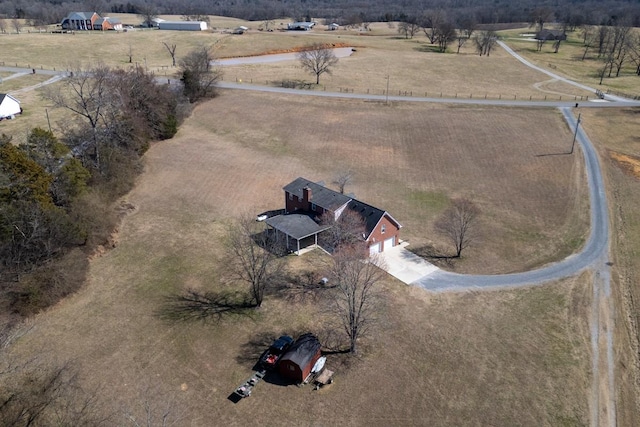 aerial view with a rural view