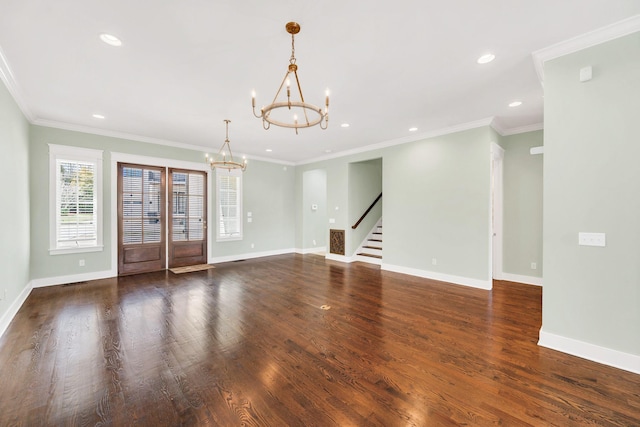 5704 Old Harding Pike, Nashville, TN 37205 - empty room featuring recessed lighting, stairs, baseboards, and a notable chandelier