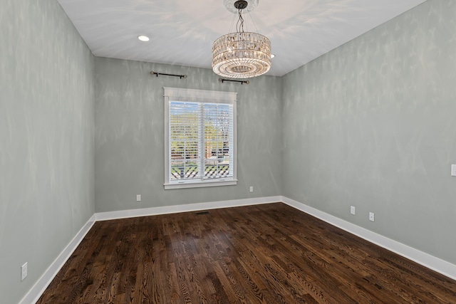 5704 Old Harding Pike, Nashville, TN 37205 - empty room featuring a notable chandelier, dark wood-type flooring, baseboards, and recessed lighting