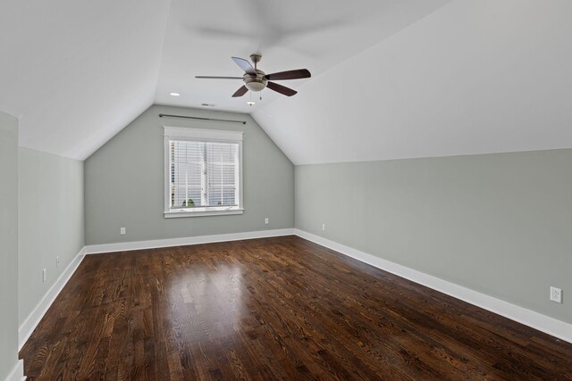 5704 Old Harding Pike, Nashville, TN 37205 - bonus room featuring vaulted ceiling, baseboards, a ceiling fan, and dark wood-type flooring
