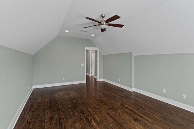 5704 Old Harding Pike, Nashville, TN 37205 - bonus room featuring vaulted ceiling, ceiling fan, dark wood-type flooring, and visible vents