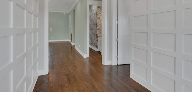 5704 Old Harding Pike, Nashville, TN 37205 - hall with crown molding, baseboards, and dark wood-type flooring