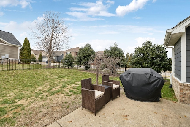 view of yard featuring a fenced backyard and a patio