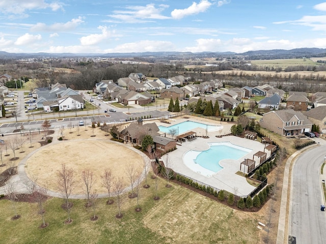 aerial view with a residential view