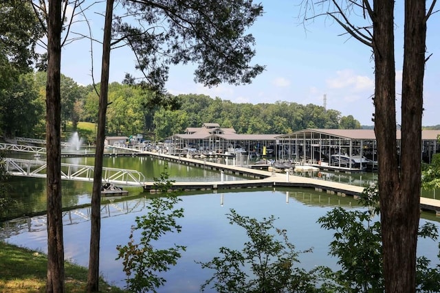 view of dock featuring a water view