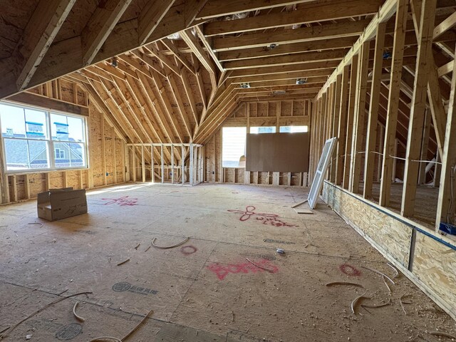 unfinished attic with a wealth of natural light