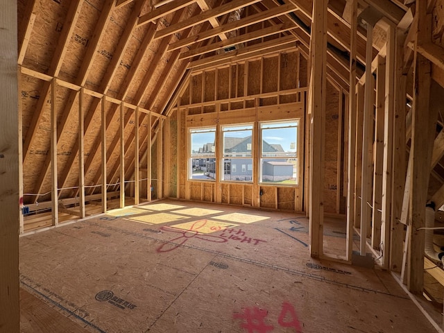 view of unfinished attic