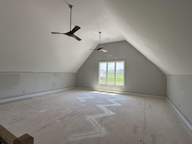 279 Hammock Dr, Winchester, TN 37398 - additional living space featuring a ceiling fan and vaulted ceiling
