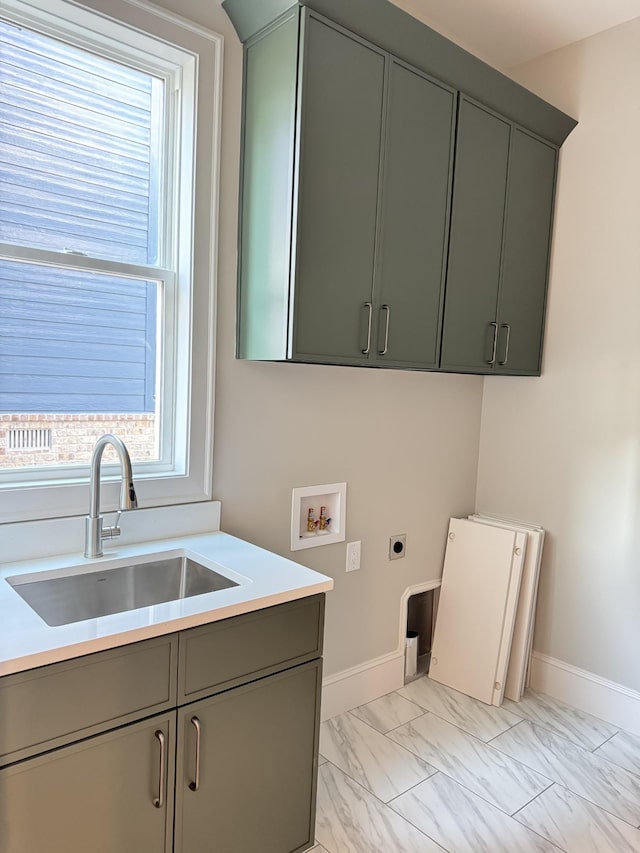 279 Hammock Dr, Winchester, TN 37398 - washroom with electric dryer hookup, cabinet space, washer hookup, and healthy amount of natural light
