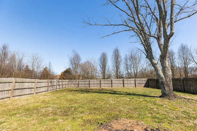 view of yard featuring a fenced backyard