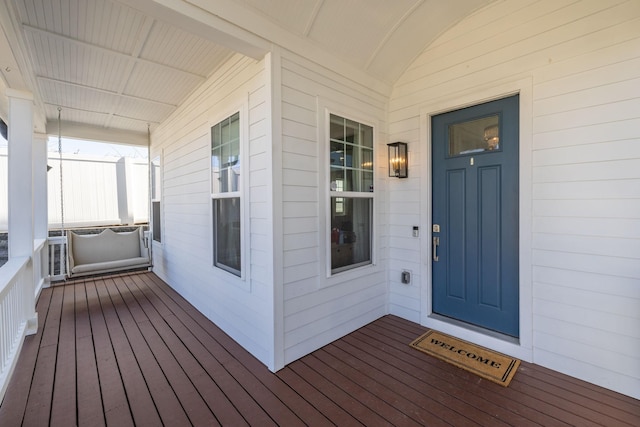 deck featuring covered porch