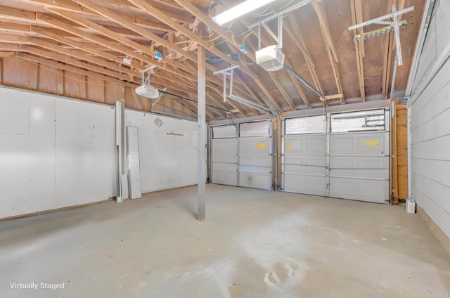 garage with a garage door opener