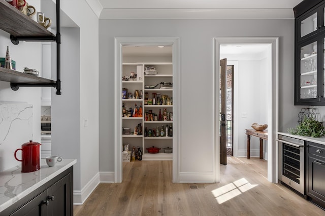 pantry featuring beverage cooler