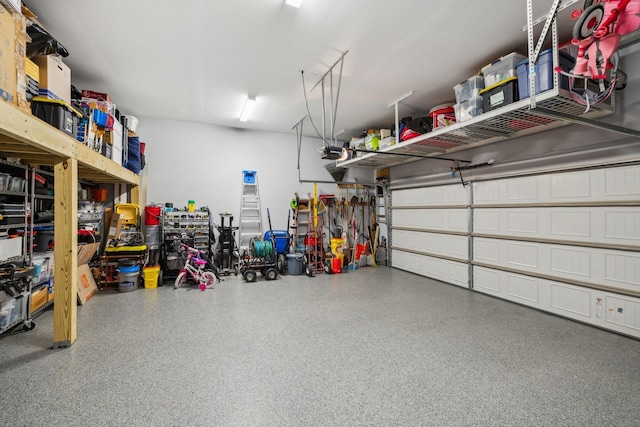 garage with a garage door opener