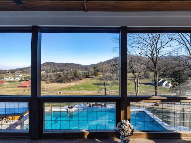 interior space featuring a mountain view