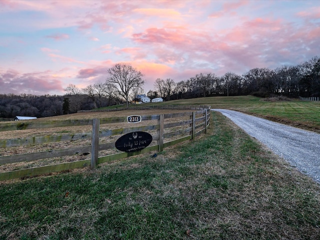 view of road featuring a rural view