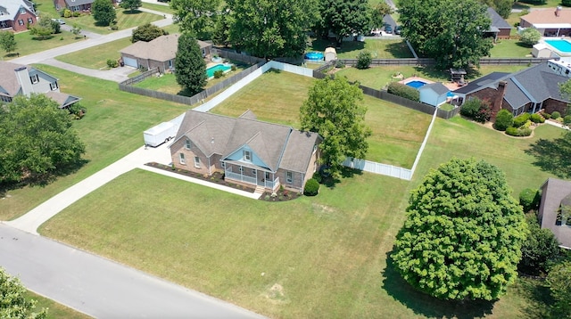 drone / aerial view with a residential view