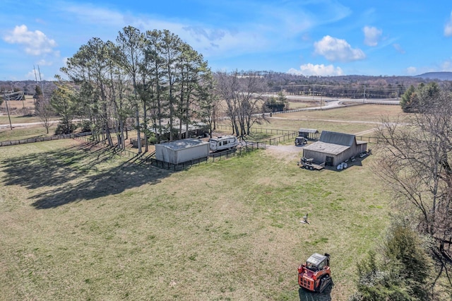 drone / aerial view featuring a rural view