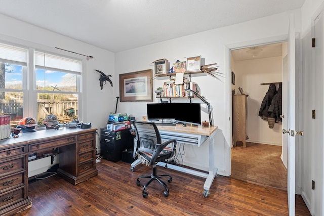 office with wood finished floors