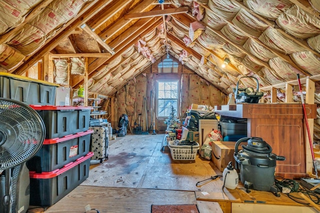 view of unfinished attic