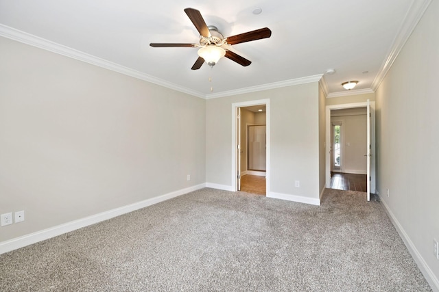1012 Irish Way, Spring Hill, TN 37174 - unfurnished bedroom featuring crown molding, carpet floors, baseboards, a ceiling fan, and connected bathroom