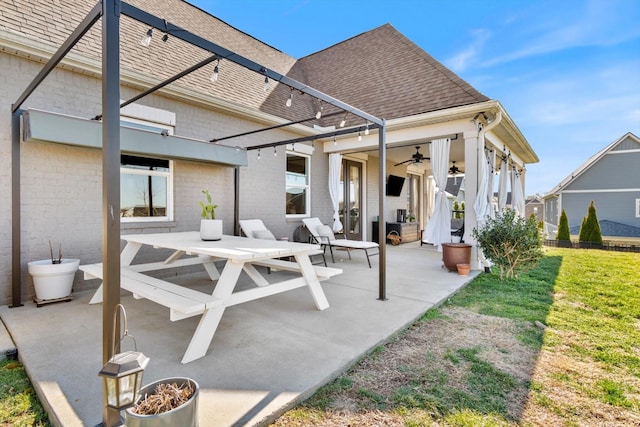 view of patio / terrace featuring a pergola